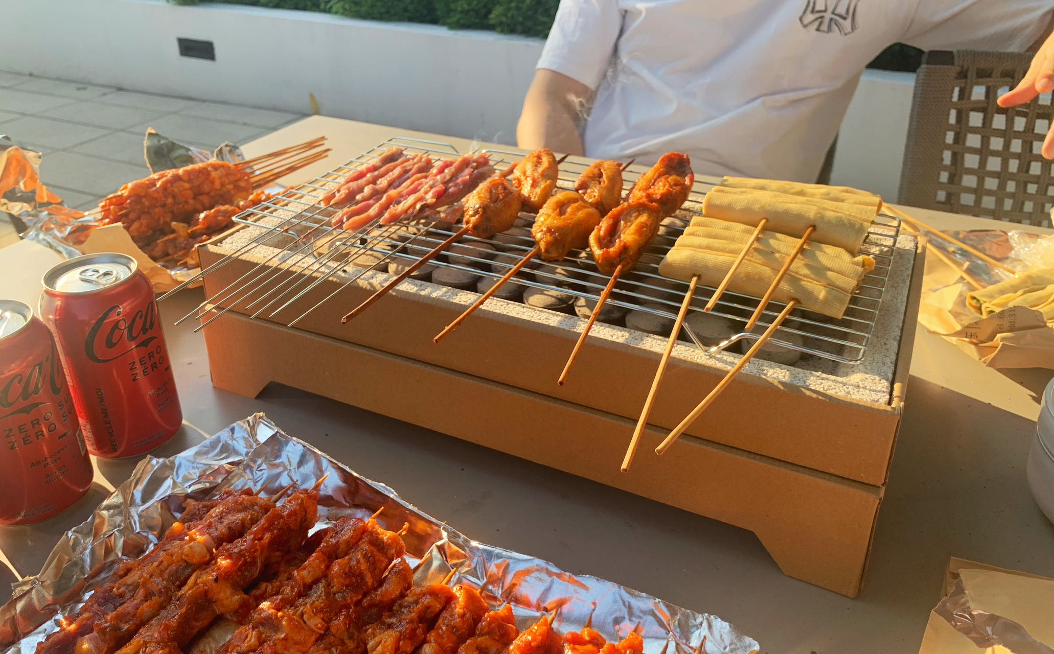 Food prepared for grilling on EasyBBQ